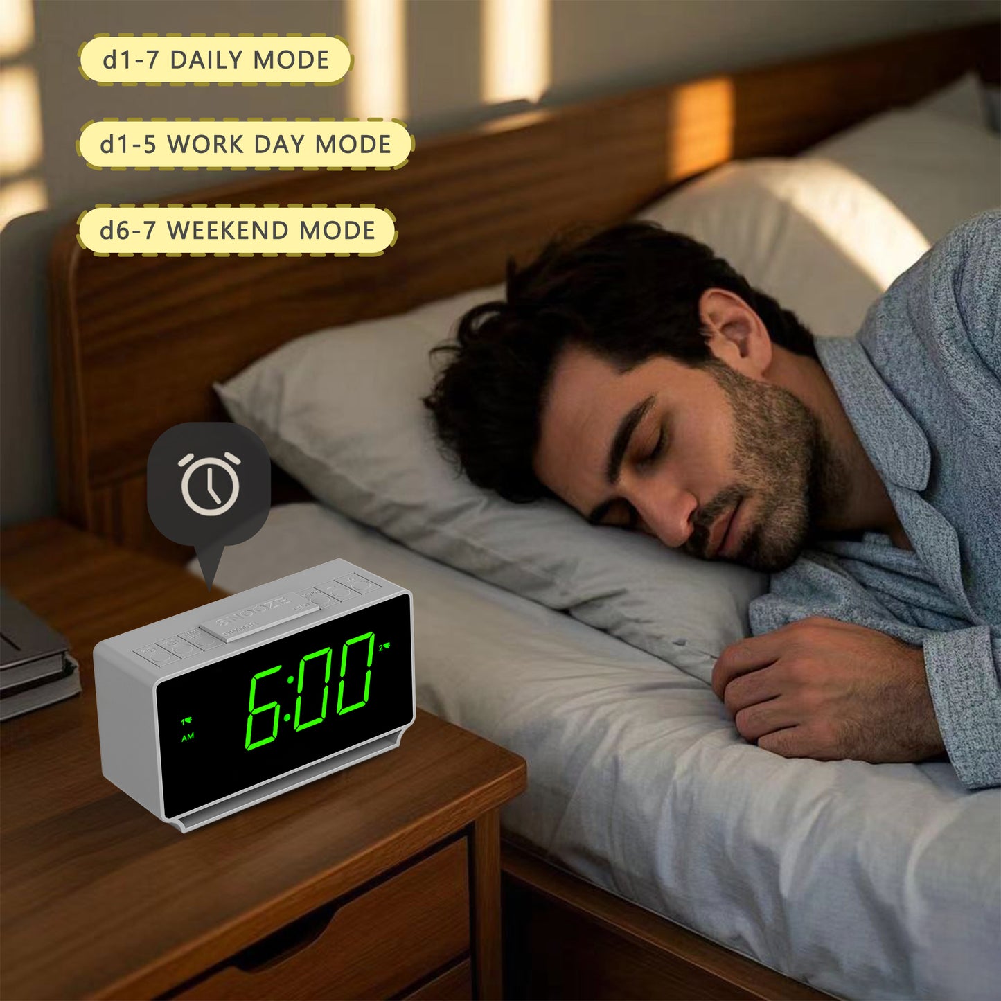 Digitaler Wecker iTOMA 222, Doppelalarm mit Temperaturanzeige, Schlummerfunktion, 12/24 Std., Nachtlicht und einstellbarer Lautstärke, dimmbar, Batterie-Backup, tragbare kleine LED-Uhren fürs Schlafzimmer