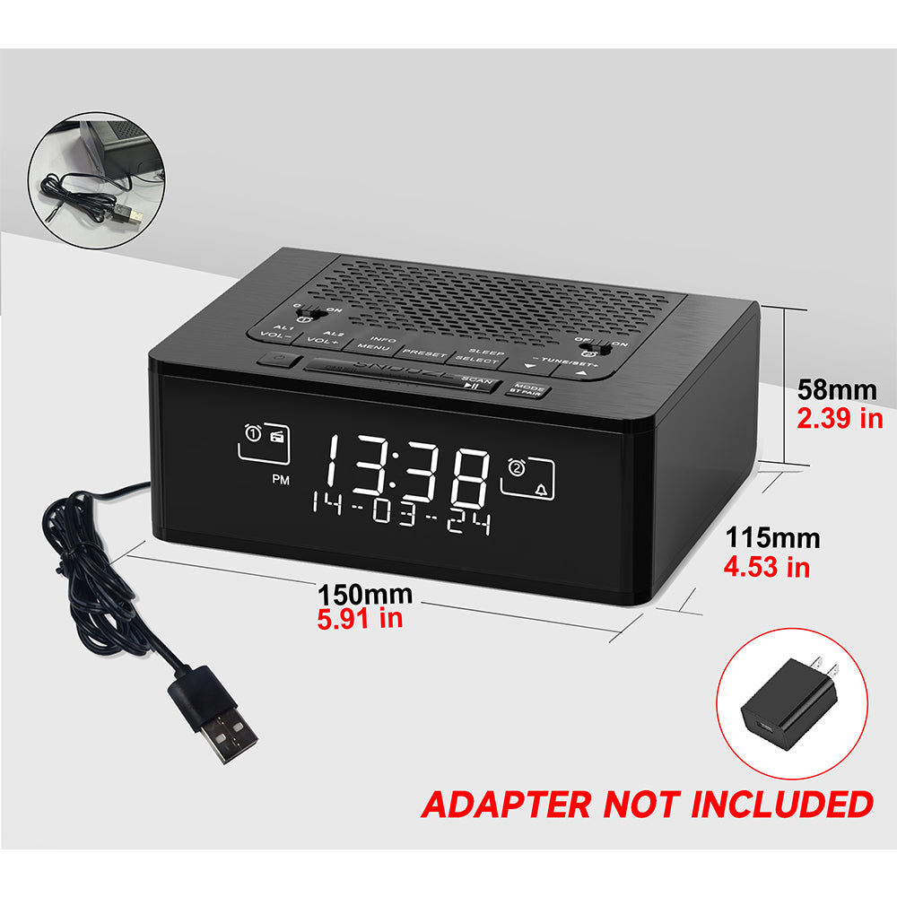 Wecker mit DAB- und UKW-Radio, 40 voreingestellte Sender, dimmbares LCD-Display, Doppelalarm mit EIN/AUS-Taste, Schlummerfunktion, kabellose Verbindung iTOMA 525D