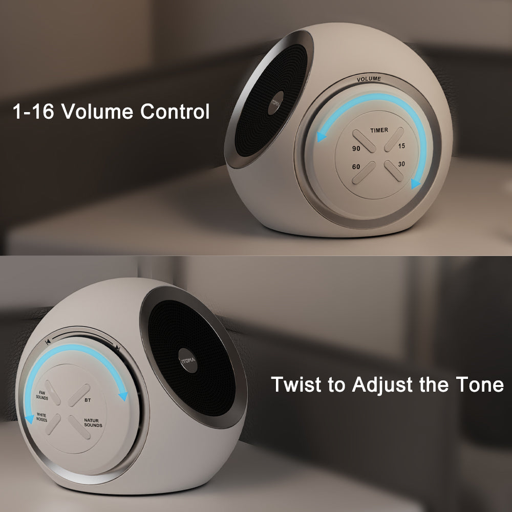 Weißes Rauschen, 30 beruhigende Geräuschoptionen, darunter Ventilator, Natur- und weißes Rauschen, Einschlaftimer, Bluetooth, einstellbare Lautstärke, Schlafgeräuschmaschine für Erwachsene iTOMA 318