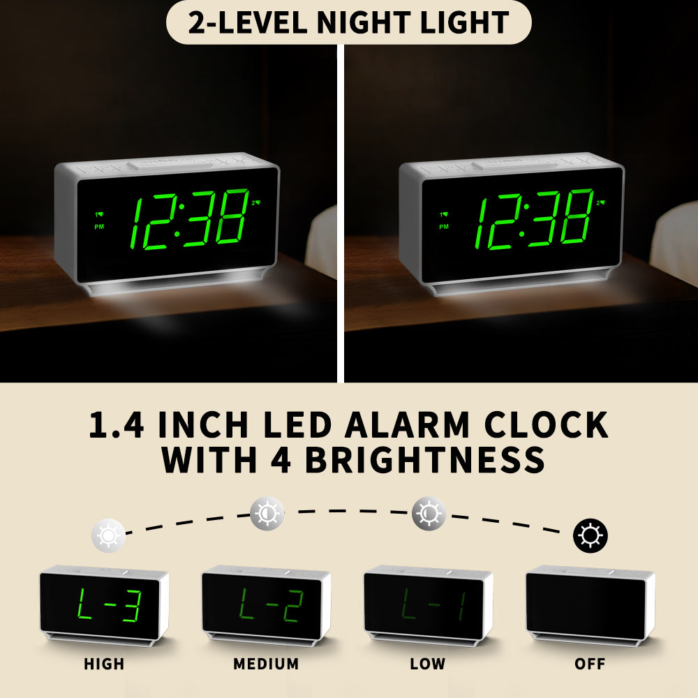 Digitaler Wecker iTOMA 222, Doppelalarm mit Temperaturanzeige, Schlummerfunktion, 12/24 Std., Nachtlicht und einstellbarer Lautstärke, dimmbar, Batterie-Backup, tragbare kleine LED-Uhren fürs Schlafzimmer