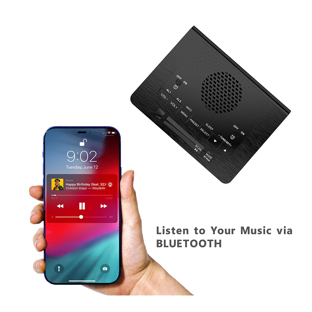 Wecker mit DAB- und UKW-Radio, 40 voreingestellte Sender, dimmbares LCD-Display, Doppelalarm mit EIN/AUS-Taste, Schlummerfunktion, kabellose Verbindung iTOMA 525D