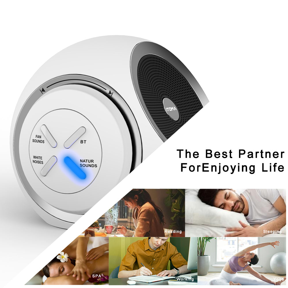 Weißes Rauschen, 30 beruhigende Geräuschoptionen, darunter Ventilator, Natur- und weißes Rauschen, Einschlaftimer, Bluetooth, einstellbare Lautstärke, Schlafgeräuschmaschine für Erwachsene iTOMA 318