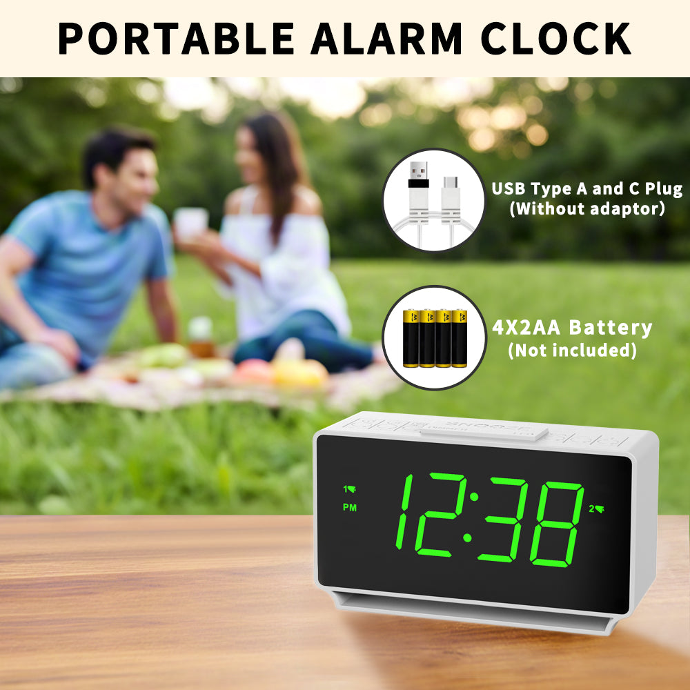 Digitaler Wecker iTOMA 222, Doppelalarm mit Temperaturanzeige, Schlummerfunktion, 12/24 Std., Nachtlicht und einstellbarer Lautstärke, dimmbar, Batterie-Backup, tragbare kleine LED-Uhren fürs Schlafzimmer