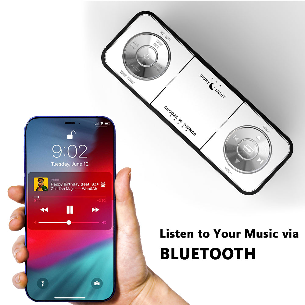 Creative Digital Clock Radio, Bluetooth Alarm Clock, Large LED Display Screen, FM Radio, Dual Alarm Clock, USB Charging Interface, Night Light, Automatic and Manual Dimming, Snooze, Sleep Timer,APP Control, iTOMA 507A