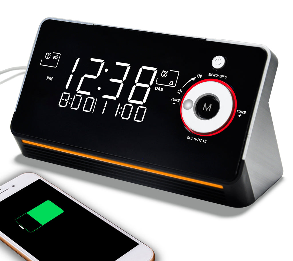 Alarm Clock with DAB & FM Radio,Dual Alarms, Snooze, Dimmable LCD Display, Night Light, Bluetooth,  Headphone，Type-C and USB Charging Ports iTOMA 729