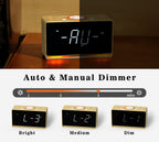 Digital Alarm Clock Radio, 1.4" White LED Display Clock with Bluetooth, FM Radio, Dual Alarm, Sleep Timer, Snooze, Auto & Manual Dimmer, USB Charger and Night Light iTOMA 718