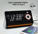 Alarm Clock with DAB & FM Radio,Dual Alarms, Snooze, Dimmable LCD Display, Night Light, Bluetooth,  Headphone，Type-C and USB Charging Ports iTOMA 729