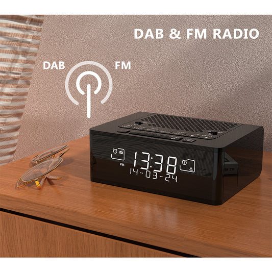 Alarm Clock with DAB & FM Radio 40 Preset Stations, Dimmable LCD Display, Dual Alarm with ON/OFF button, Snooze, Bluetooth iTOMA 525D