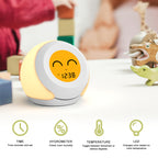 Kids Room Thermometer, Hygrometer and Cute Facial Expressions, Colorful Light Choose, 4 Level Dimmer, Indoor Temperature Monitor, LCD Screen Child Time Display Temperature and Humidity Gauge iTOMA 915