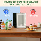 Mini Skincare Fridge with LED Mirror 6L K6100, 6Liter/6 Cans Cooler and Warmer for Makeup, Cosmetic, Beauty, Food, Medicine Portable Small Refrigerator 100% Freon-Free Eco Friendly for Bedroom, Nursery, Office, Camp and Car
