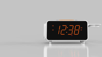 iTOMA 209A-UK Bedside App Control Dual Wireless Charging Alarm Clock Radio with Bluetooth Speaker, FM Radio, Two USB Port, Dual Alarm, Snooze, Night Light, Auto & Manual Dimmer Control and 1.4" Orange Display