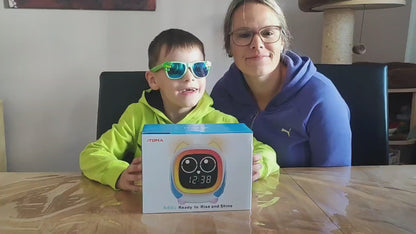 Kinderwecker Addo, Sonnenaufgangs-/Sonnenuntergangssimulation, Nachttischlampe, Uhrentrainer für Kinder mitwachsen und Bluetooth-Musikplayer, Weißes Rauschen, Schlafgeräusche, Weckuhr, Eule, iTOMA